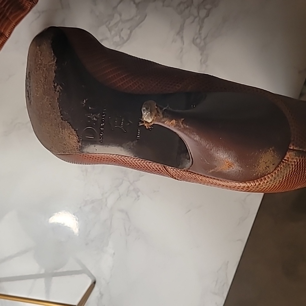 AUTHENTIC DOLCE & GABBANA  BROWN LEATHER LIZARD PRINT BOOTS - US 10 / EU 40 - Picture 10 of 16
